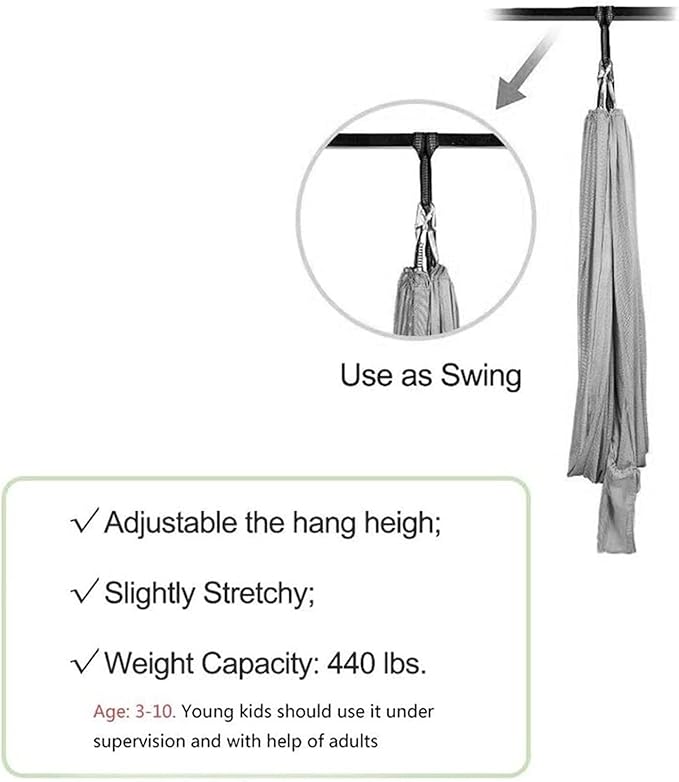 Therapy Hammock Outside, Vertical Stability Training Kids Sensory Suspended Swing for Autism, Up to 440 Lbs (200 Kg) (Color : Gray, Size : 100x280cm/39x110in)