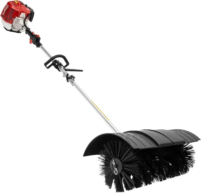 Gas Power Broom 52cc 2hp Hand Held Artificial Lawn Sweeper Gasoline Powered Outdoor Walk Behind Sweeper, for Dirt Grass Leaves Lawn Debris Artificial Turf & Light Snow