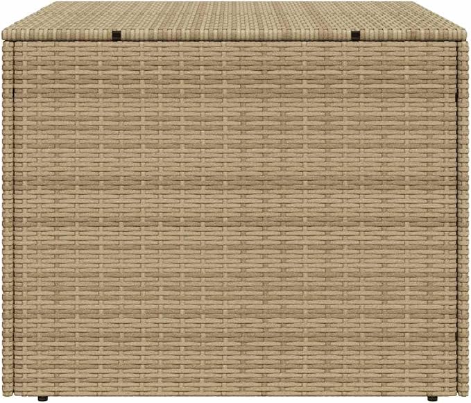 Garden Storage Box Mix Beige PE Rattan Large Outdoor Deck Box with Steel Frame, 77 Gallon Patio Cushion Storage Container for Pool Toys and Garden Tools, 31.5 x 29.5 x 23.2 Inches