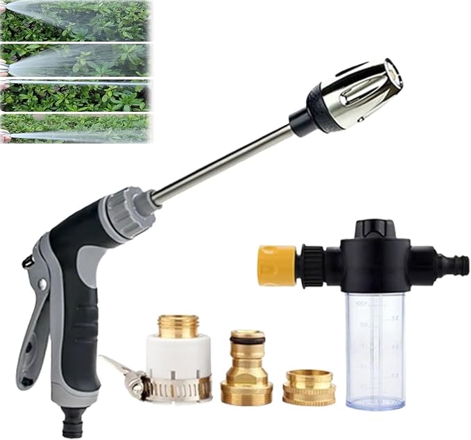 Pressure Washer, Cordless Pressure Washer, with Spray Nozzle, Turn Any Hose Into A High-Pressure Water Jet, with 360° Rotating for Three Spray Modes with Foam Pot (No Water Pipe)