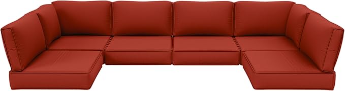 Outdoor Furniture Replacement Cushions, 5" Foam Foam High-Density, Fits 6-seat Sectional Rattan Conversation Set, 14 Piece Patio Water-Resistant Replacement Sofa Cushions, Liner&Cover