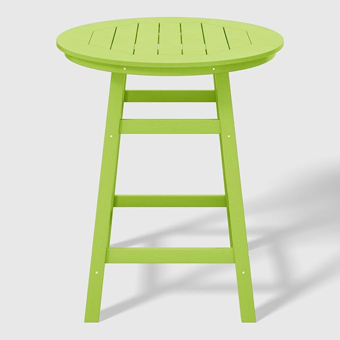 WestinTrends Outdoor 35" HDPE Round Patio Counter Height Bar Table, Lime