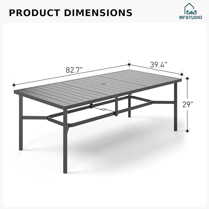MFSTUDIO Patio Table and Chairs Set, Outdoor Dining Set for 8 Persons, 9 Piece Patio Furniture Dining Set for Deck Yard Garden Poolside