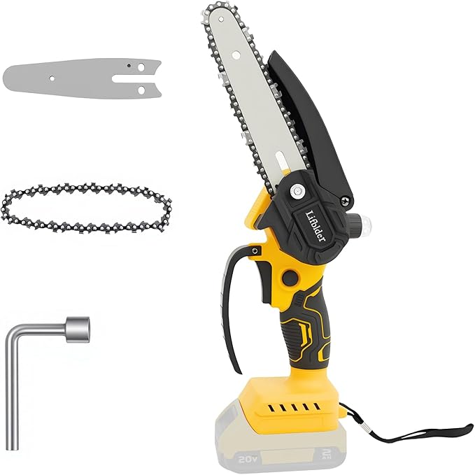 Mini Chainsaw Cordless Fit for Battery 20V, 6-Inch & 4-Inch 2-in-1 Electric Chainsaw with Auto Oiling, 5m/s Chain Speed & Safety Lock, Lightweight for Branch Pruning, Tree Trimming (NO Battery)