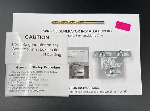 Generator Interlock WR-95 Compatible with Siemens, Murray or ITE 100 amp sub Panel