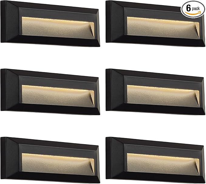 ZONK LED Outdoor Indoor Step Lights, Line Voltage 110-240V 2W Landscape Stair Lights, 9Inch Non-dimmable 3000K IP65 Waterproof Stairway Lighting, LED Deck Light, Retaining Wall Lights, 6Pack