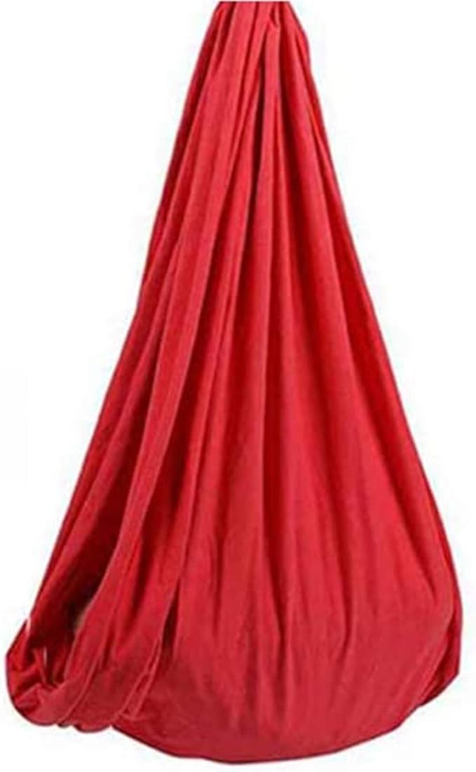 Nylon Elastic Swing Outdoor Indoor Swings Soft Cuddle Hammock for Children and Teens Sensory Therapy (Color : Red, Size : 100 x 280 cm)