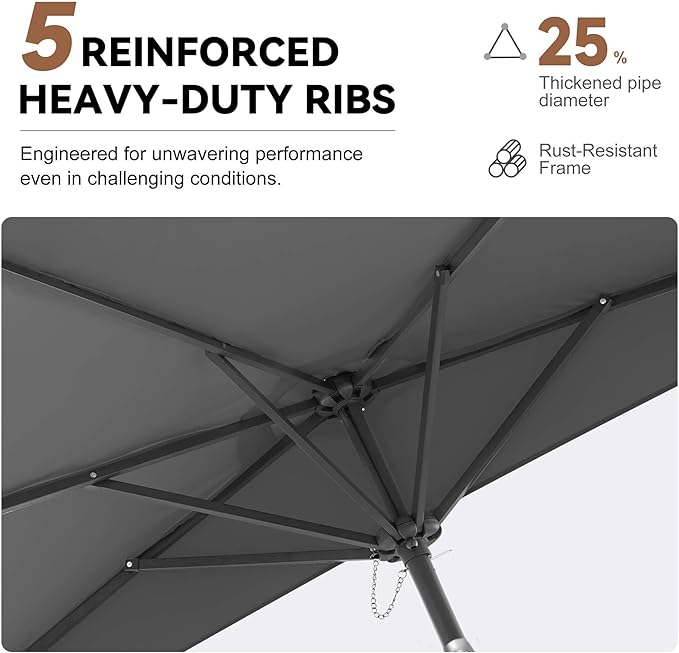 FLAME&SHADE 9ft Half Patio Umbrella - Half Outdoor Umbrella with Tilt UV Protection Waterprool, Half Round Table Umbrella for Wall Balcony, Pool, Porch, Garden, Deck, Market, Backyard (Anthracite)