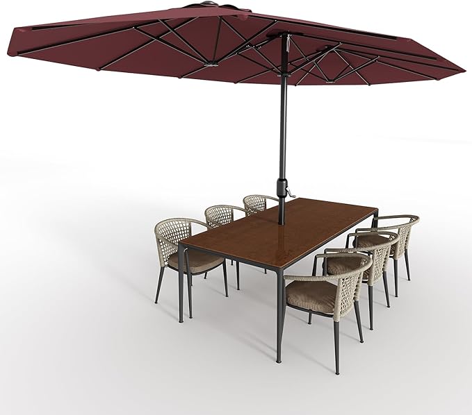 13ft Patio Umbrella with Double Canopy, Commercial Grade Extra Large Outdoor Market Umbrella for Patio Table, Pool & Backyard, Heavy Duty Aluminum Pole & Fiberglass Ribs, Parasol-Style Fabric, No Base