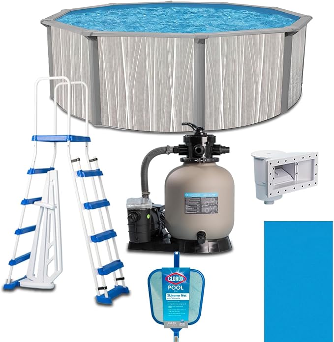 WaterThat Steel Frame Above-Ground Pool Kit, DIY Family Size Backyard Pool with Sand Filter Pump, Ladder, Liner, Skimmer, and Net (Ashland, 18' x 52")