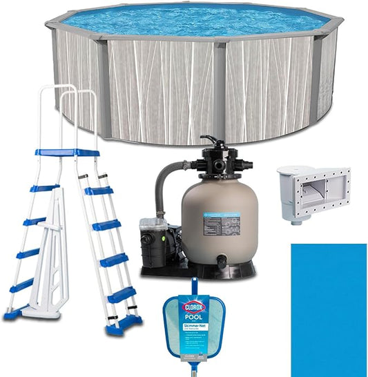 WaterThat Steel Frame Above-Ground Pool Kit, DIY Family Size Backyard Pool with Sand Filter Pump, Ladder, Liner, Skimmer, and Net (Ashland, 21' x 52")