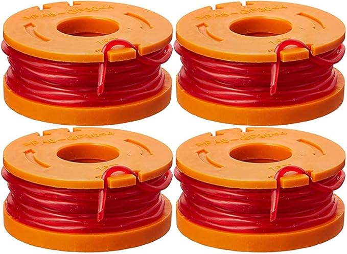 Worx String Trimmer Cordless & Edger 20V 10" - 12" Weed Trimmer PowerShare + WORX WA0047 4-Pack String Trimmer Replacement Line, Orange