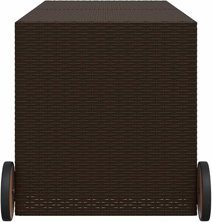 283 Gallon Garden Storage Box, Brown PE Rattan Outdoor Storage Chest with Wheels and Gas Spring for Patio Balcony