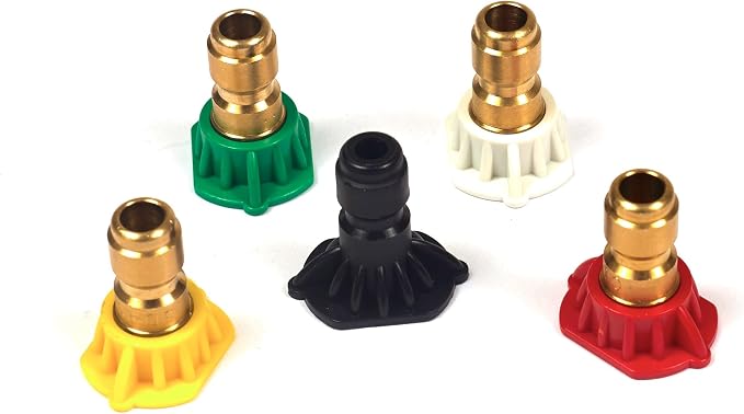 Briggs & Stratton Quick-Connect Nozzle Spray Tips Kit with 5 Tips, Includes 4 High Pressure Spray Patterns & 1 Cleaning Solution Spray Tip, Multicolor