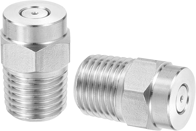 uxcell 2Pcs Pressure Washer Nozzle, Stainless Steel Thread Nozzles Tips, Universal Replacement for Undercarriage Cleaner Water Broom, 1/4 Inch NPT Male, 0 Degree 030 Orifice