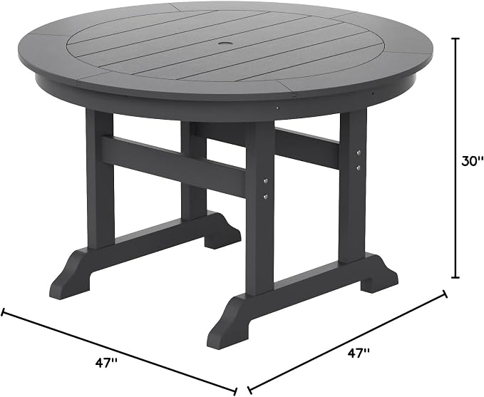 HDPE Laguna 47" Round Dining Table,Gray