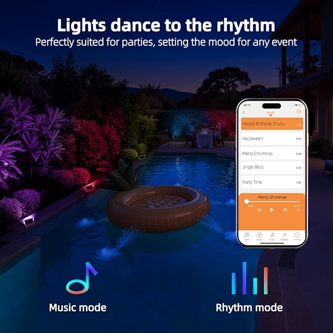 ILC LED Flood Light 50W Outdoor RGB Color Changing, Smart Floodlights RGBW 2700K Warm White & 16 Million Colors, 20 Modes, Grouping, Timing, IP66 Waterproof (2 Pack)