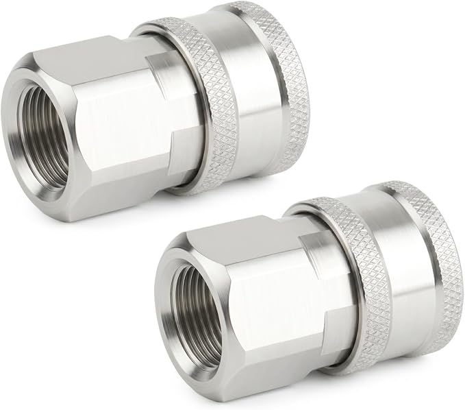 TAISHER 4PCS 304 Stainless Steel 1/4" Female NPT High Pressure Washer Quick Connect Coupler for Pressure Washing Gun Hose Accessories