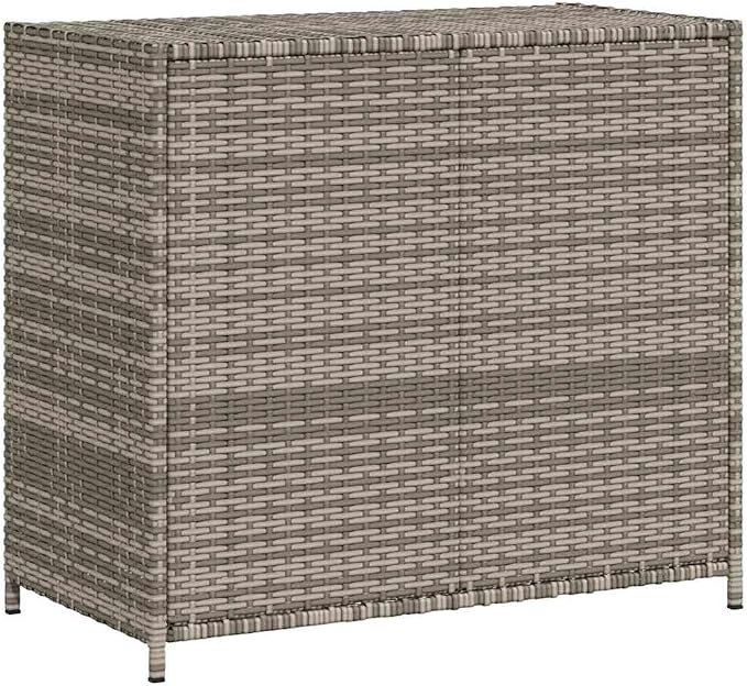Outdoor Garden Storage Cabinet Grey Medium PE Rattan with Powder Coated Steel Frame and Magnetic Closure for Patio and Yard Organization