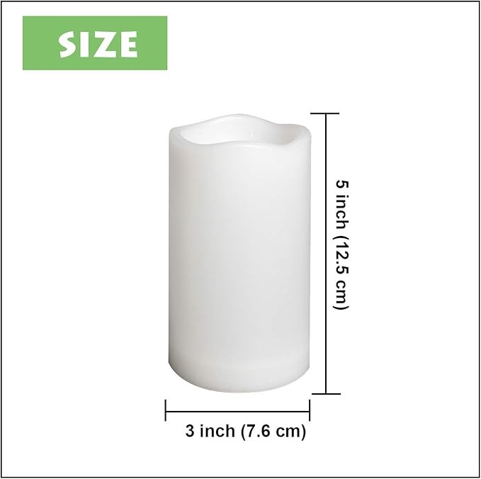 1 Pack Outdoor Flameless Pillar Candle with Remote and Timer Waterproof Battery Operated Electric LED Candle Set for Gift Home Décor Party Wedding Supplies Garden Christmas Decoration, 3” x 5”