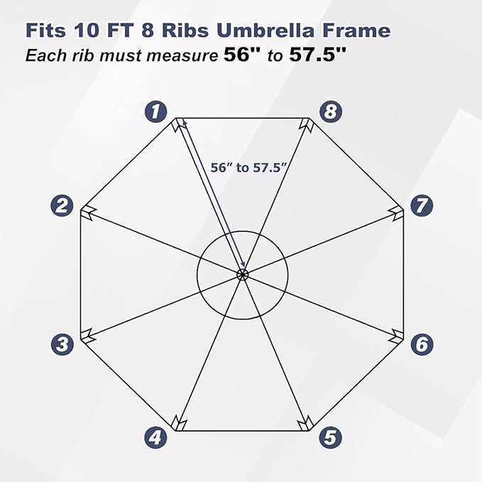 BPS Patio Umbrella Replacement Canopy for 10 ft 8 Ribs Table Umbrella, Outdoor Umbrella Replacement for Market Parasol, Canopy Only