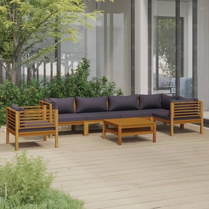 Patio Lounge Set with Cushion,Patio Furniture Sets,Patio Conversation Sets,Outdoor Furniture Sets,for Garden,Backyard,Outdoor,7 Piece Solid Acacia Wood