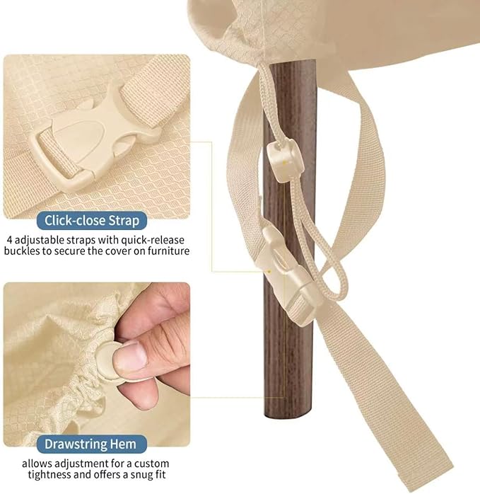 Patio Furniture Cover,Waterproof for Outdoor Dining Table and Chair Cover, Furniture Sofa Set Covers, patio table cover, 102" W x 74" D x 27.5" H Beige
