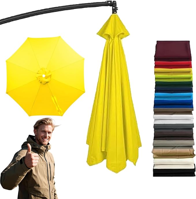 11FT 8Ribs Cantilever Umbrella Replacement Canopy,2026 Upgraded Patio Umbrella Canopy Replacement Cover,Uv-Resistant Protection Waterproof Cantilever For Garden, Backyard, Pool