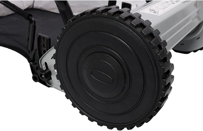 14-Inch 5-Blade Push Reel Lawn Mower with Grass Catcher, Adjustable Height 0.6-1.8 Inch, Manual Hand Push Mower with Heat-Treated Alloy Steel Blades, Gas-Free Grass Cutter, Gray