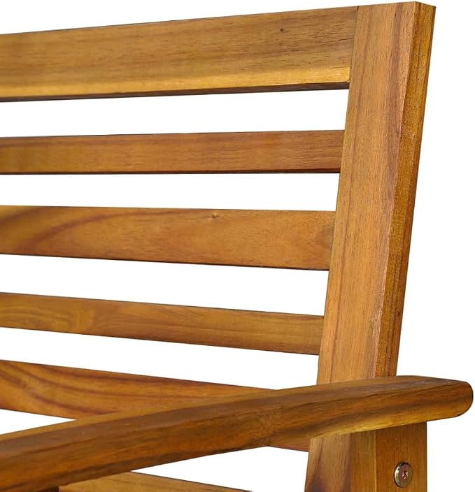 4-Piece Garden Dining Set, Solid Acacia Wood Outdoor Furniture with Rectangular Table, Bench and 2 Chairs, Rustic Patio Conversation Set with Cushions for Balcony and Terrace