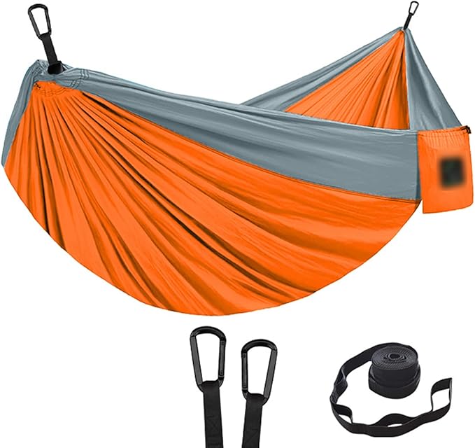 Camping Hammock, Portable Hammock Single or Double Hammock Camping Accessories for Outdoor, Indoor (Single Person: 275cm*140cm,Orange)