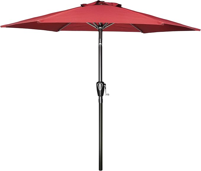 Simple Deluxe 9' Patio Umbrella Outdoor Table Market Yard Umbrella with Push Button Tilt/Crank, 8 Sturdy Ribs for Garden, Deck, Backyard, Pool, Red