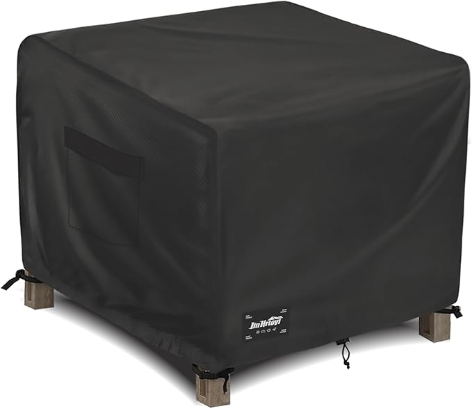 JinHrtoyi Patio Square Table Cover,22Wx22Dx18H Inches 100% Waterproof Heavy Duty Outdoor Coffee Table Cover,Black Minimalism Style Outdoor Furniture Covers