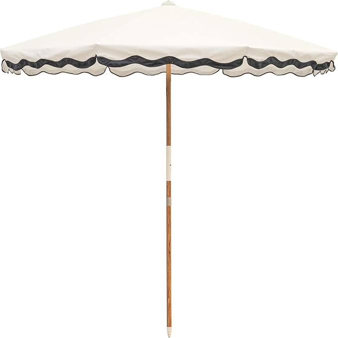 Business & Pleasure Co. Amalfi Rivie Umbrella - 6.5' Boho Beach Umbrella, UPF 50+ UV-Resistant Canvas, Premium Wood Pole, Sturdy Yet Lightweight