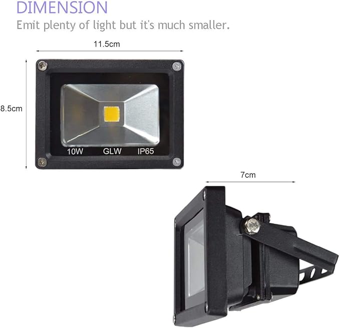 12V AC or DC LED Flood Light,10W Mini IP65 Waterproof Outdoor Light,900LM,6000K,Daylight White Security Light,80W Halogen Bulb Equivalent (2 Pack)