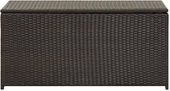 Large Poly Rattan Outdoor Storage Box Deck Storage Box Patio Brown with PE Liner and Zipped Closure