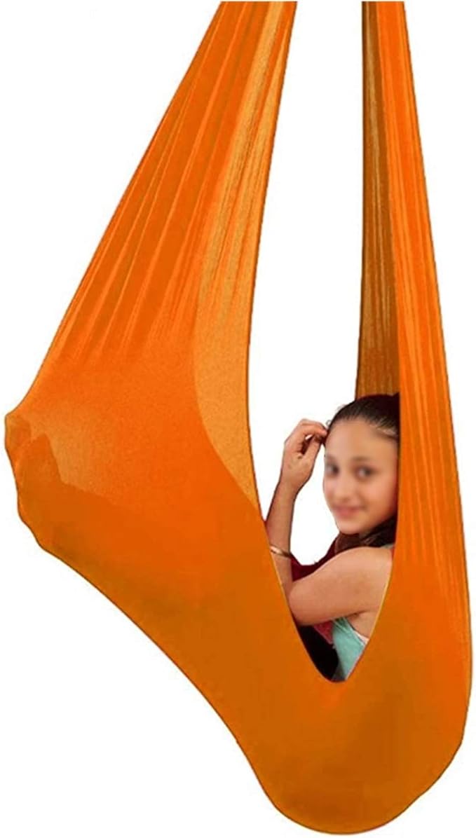 Sensory Swing for Kids Indoor Therapy Swings Chair Hanging Hammock for Children/Adult Sensory Integration (Color : Orange, Size : 150 x 280 cm)