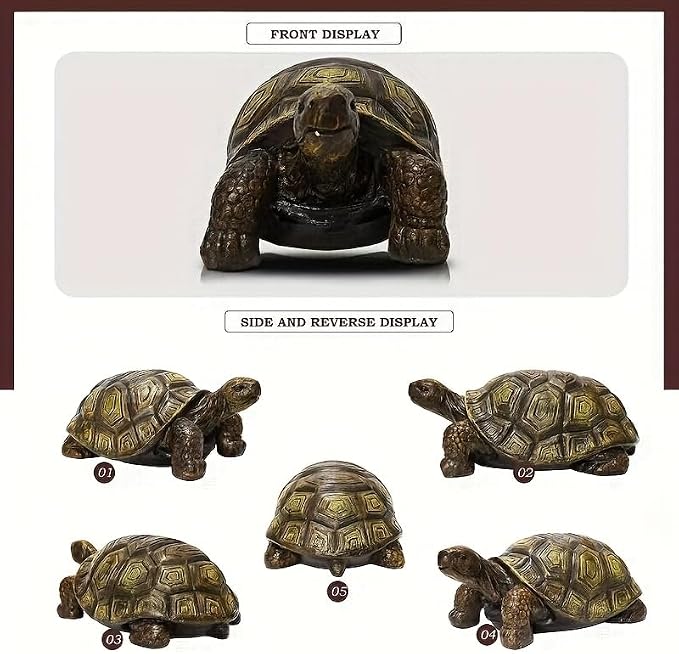 21.3" Large Turtle Garden Statue, Brown 2 | Realistic Resin Tortoise Sculpture, Outdoor Patio, Lawn & Yard Decor, Patio Seat, Simulated Art Piece