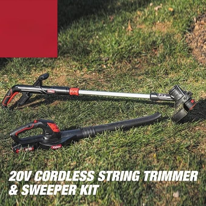 20V Cordless String Trimmer & Sweeper Combo Kit, 10-Inch Trimmer, 130MPH Blower, Battery-Powered, Lightweight, Adjustable Handle, Ergonomic Grip, Fast Charging, Easy Assembly, Lawn Tools