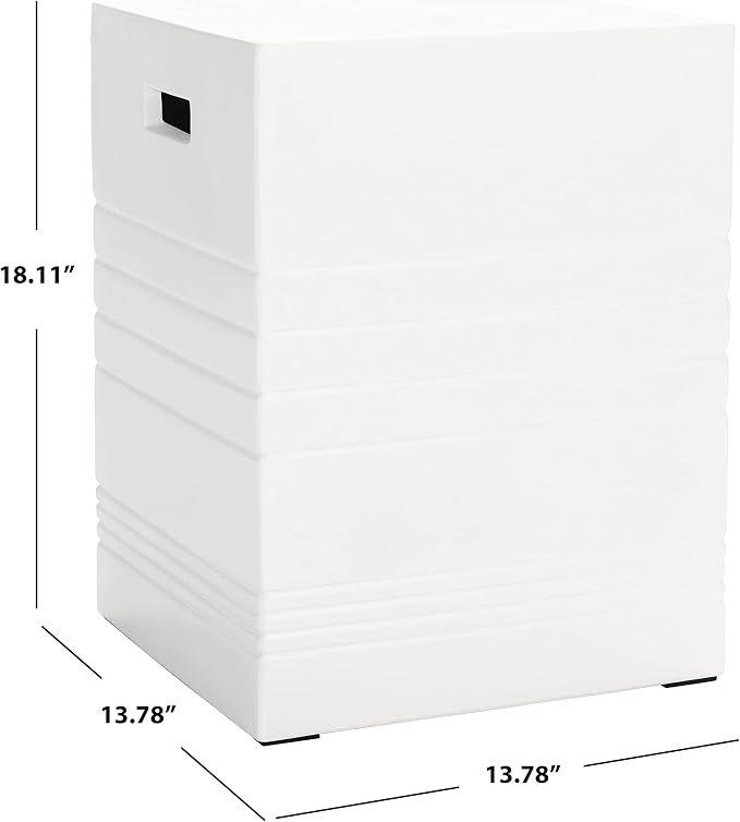 SAFAVIEH Outdoor Collection Deidara Modern Ivory Concrete Accent Table (Fully Assembled) VNN1031B