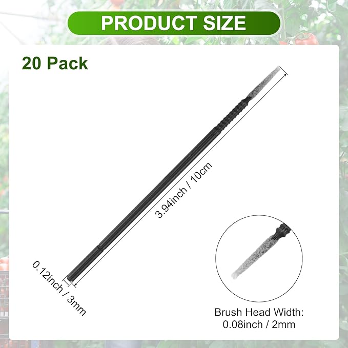 M METERXITY 20-Pack Pollinator Brush, 0.08inch/2mm Plastic Vegetable Pollinator Pen Manual Pollination Tool for Gardening/Greenhouse/Hydroponic Plants/Flower [Black]