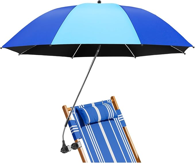 Beach Umbrella, 360 ° Chair Umbrella with Clamp, UPF50+ Shade for Beach, Sand, Patio, Yard (Not Includ Chair)