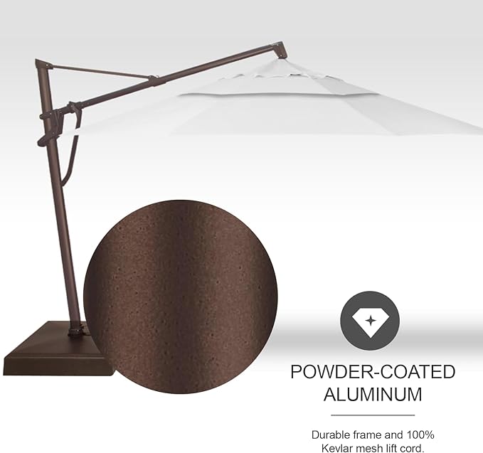 Treasure Garden AKZ PLUS Cantilever Umbrella 13' Octagonal Sunbrella Natural Canopy and Bronze Frame with Rolling Base