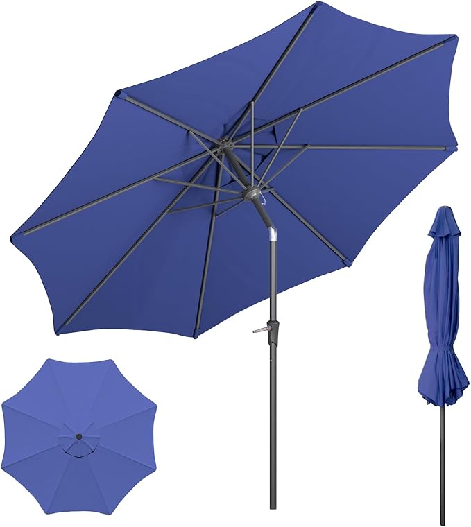 Sannwsg Patio Umbrellas, Pool Umbrella with 8 Sturdy Ribs, Outdoor Umbrella with Push Button Tilt/Crank, Deck Umbrellas, Market Umbrela Table for Backyard, Deck, Garden, Pool