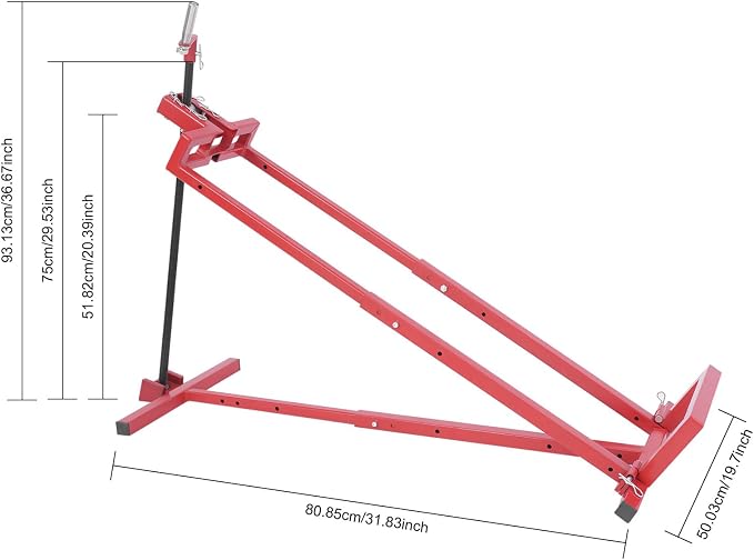 Lawn Mower Lift, 29 Inch Lawn Mower Lift Tool Adjustable Movable Lawn Mower Lift Solid Carbon Steel Lawnmower Lifting Machine for Riding Lawn Mower, Zero Turn Lawn Mowers (Regular Red)