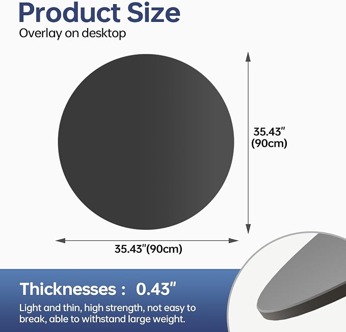 Round Table Top, 35.4” Black Sintered Stone Tabletop, DIY Replacement & Cover Marble Desktop, Scratch & Wear Resistant, Easy to Clean, Suitable for Indoor & Outdoor