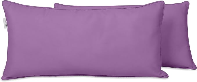 Indoor/Outdoor Polyester Fabric Lumbar Pillow Cover, All-Weather Waterproof Rectangular Cushion Case for Patio Furniture, 16 x 24 Set of 2 -Lavender