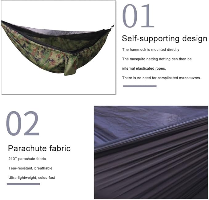 Portable Hammock Stand,hammock Frame,Elasticated, Automatic Quick-open, Ultra-light Nylon, with Mosquito Net Hammock, Suitable for Travelling and Camping(Camouflage)