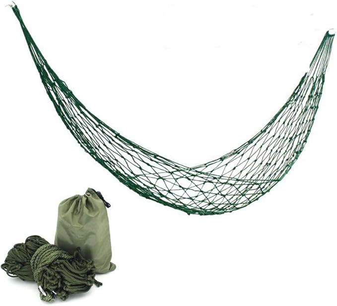 Nylon Single Hammock Portable Camping Rope Outdoor Tent net Straps Bed Lightweight Hammocks Swing Meshy Rope Hammock Sleeping Net Bed (240 * 80cm)