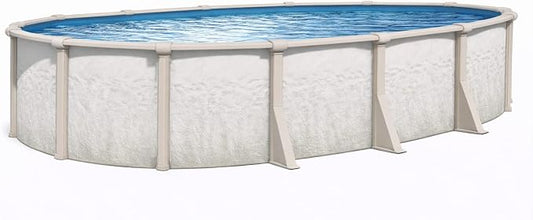 Lake Effect Pools 'Antigua' 12 ft x 24 ft Oval Above Ground Swimming Pool | 52 Inch Steel Sided Walls | Kit Includes: 25 Gauge Overlap Liner & Widemouth Skimmer